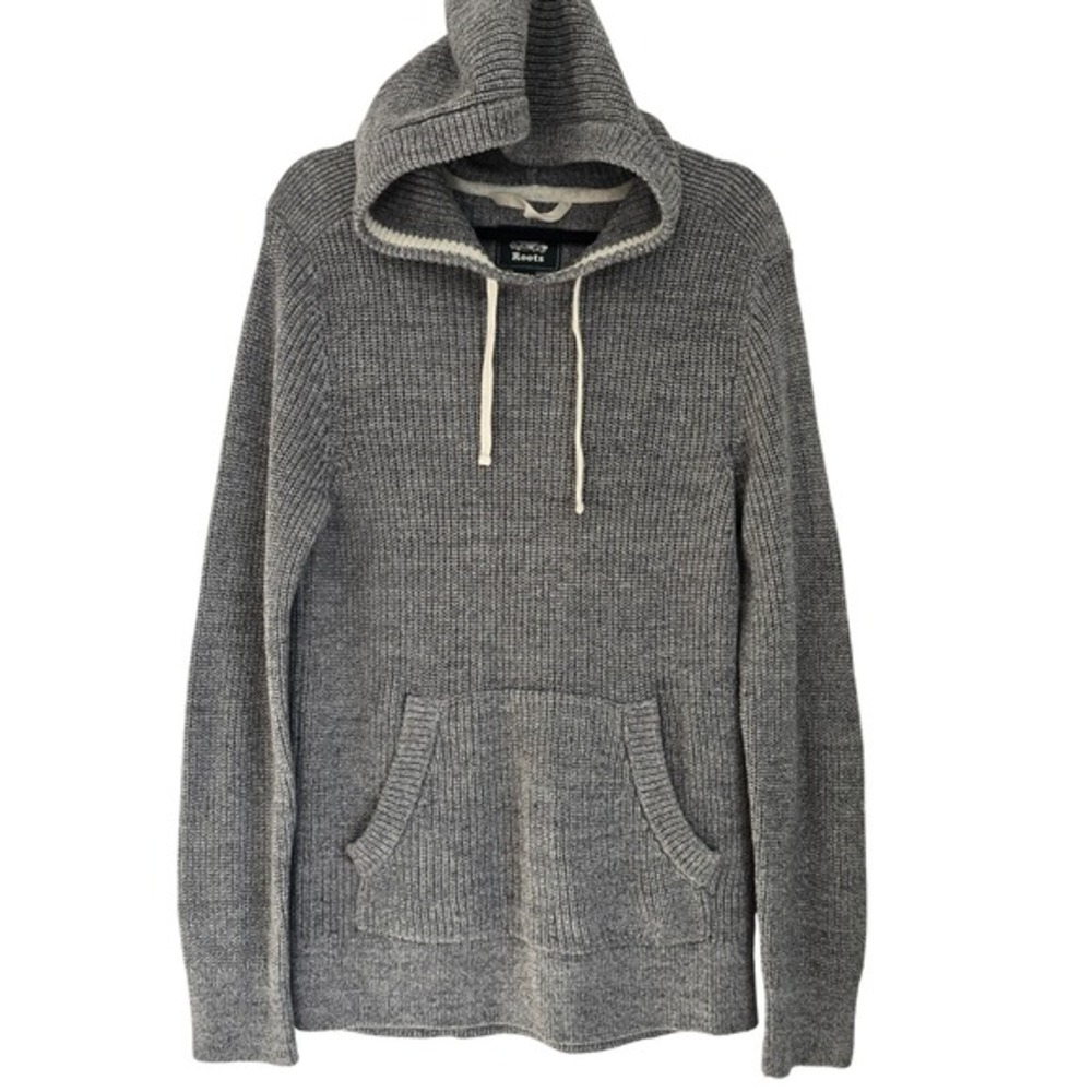 Roots Grey Knit‎ Hoodie Sweater Pullover Size S